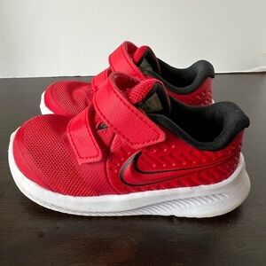 Nike Red and Black Sneakers with Velcro Closure